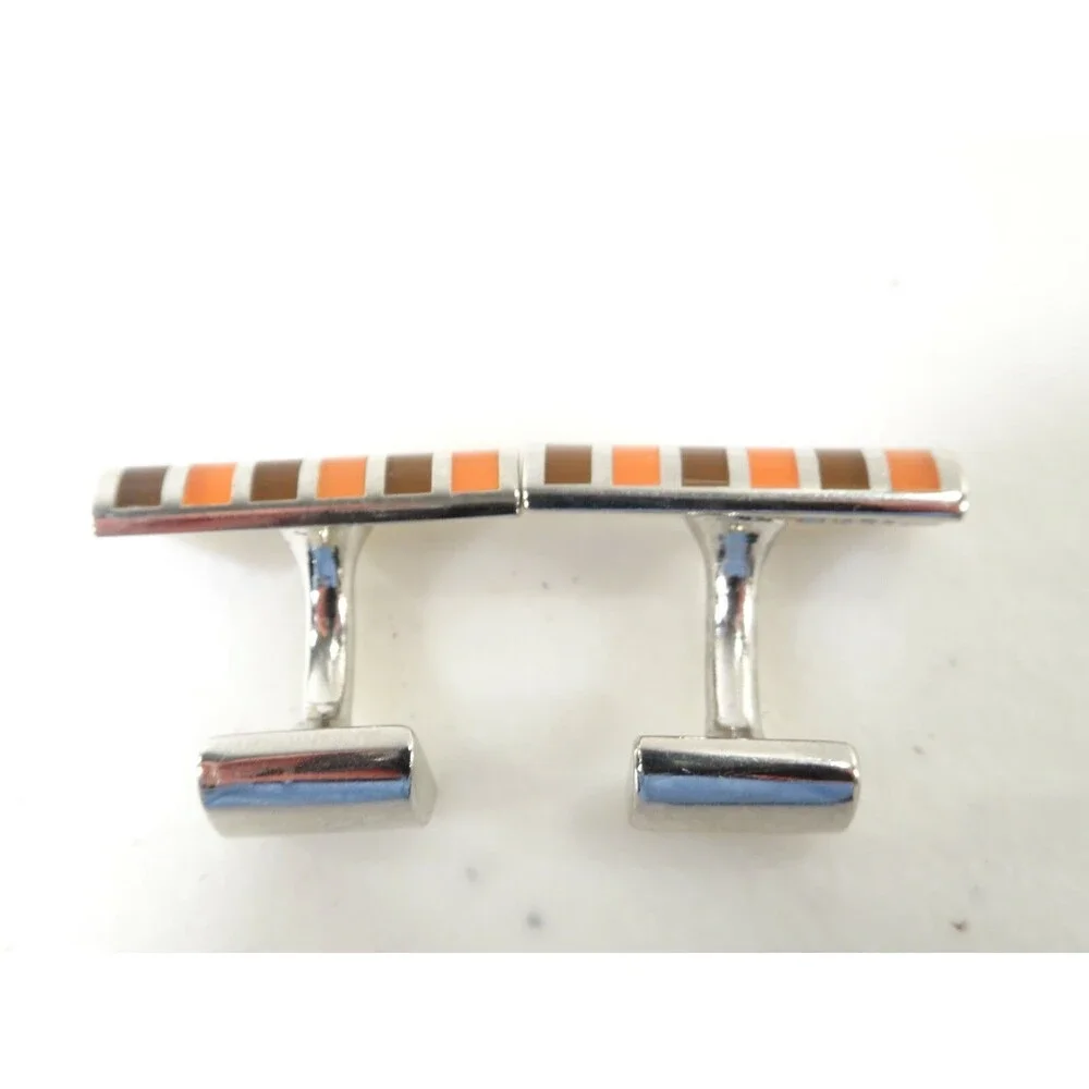 Pink Men's Burgundy Orange Silver Cuff Links